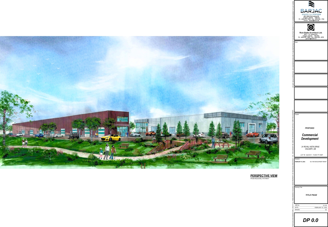 Rendering of building from page 1 of the file 'DMAP Plans (Submitted) DP2023-01162 (6MB)'