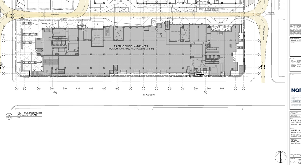 Construction site plan for project from page 3 of the file 'DP2023-02496 DMAP Plans (Amended) 2023-11-22 - 7MB'