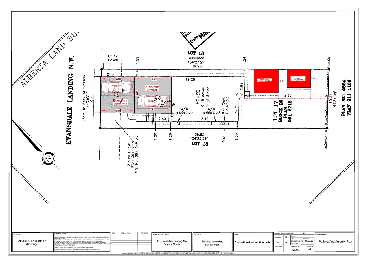 Construction site plan for project from page 1 of the file 'DP2023-05807 DMAP Plans Submitted 2023-08-21 - 1MB'
