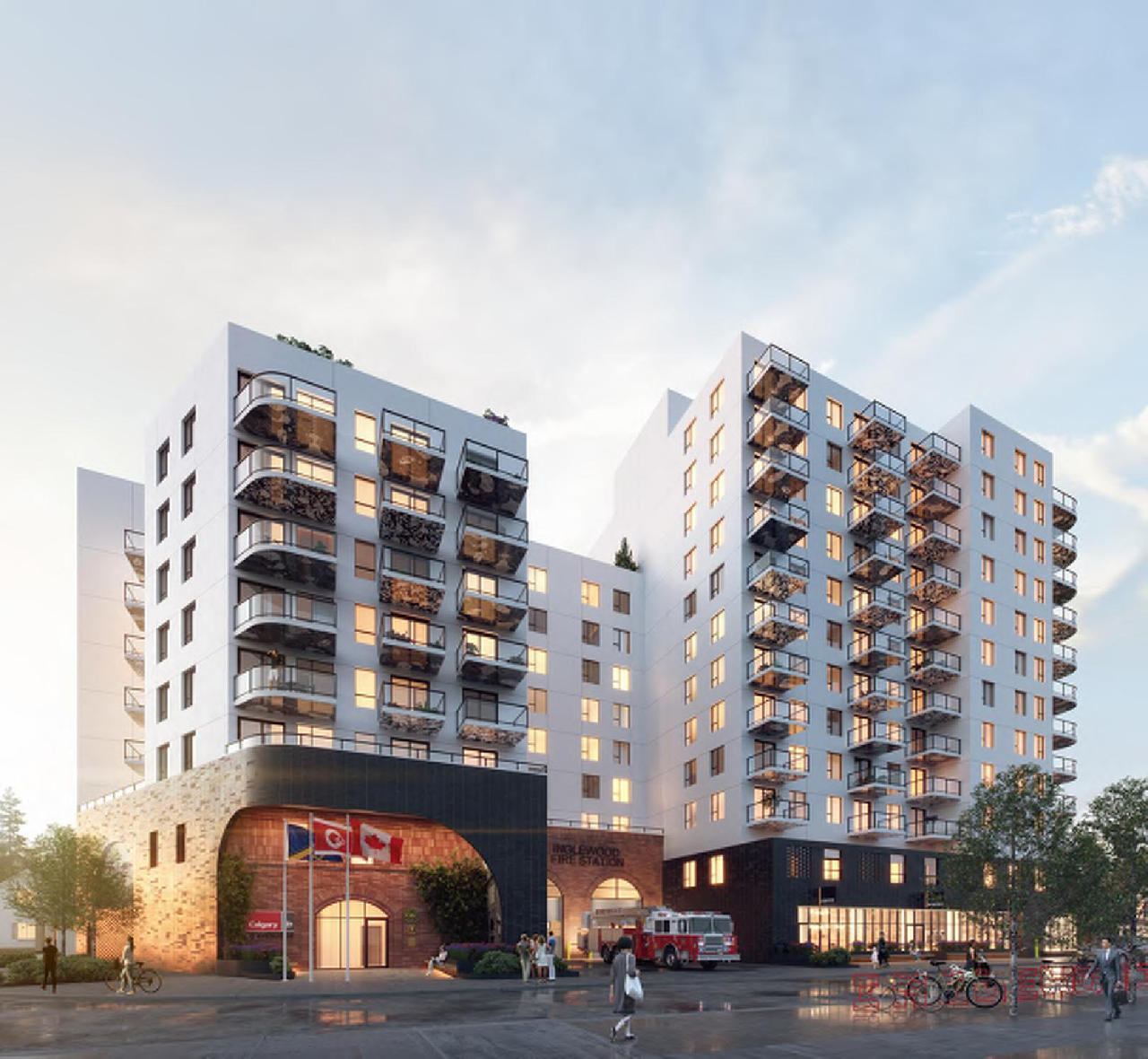 Rendering of building from page 13 of the file 'DP2023-05932 DMAP Plans Submitted- 2023-08-26- 5 MB'