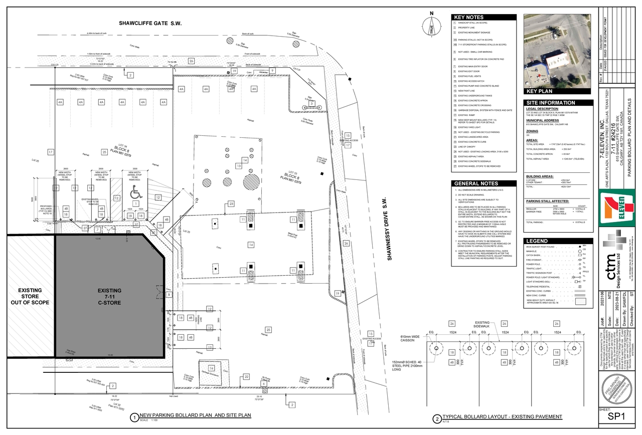 Construction site plan for project from page 1 of the file 'DP2023-05965 DMAP Plans Submitted- 2023-08-27-1 MB'