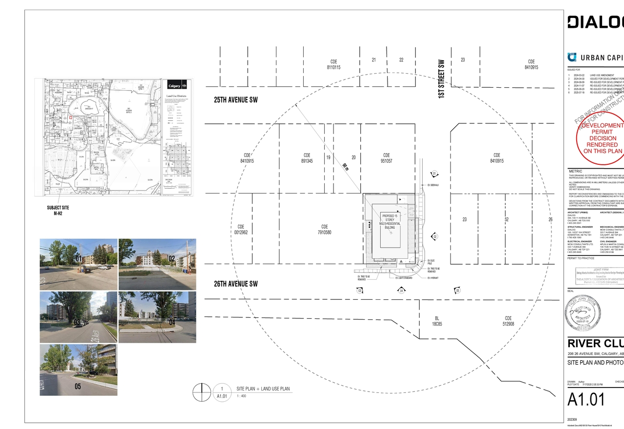 Construction site plan for project from page 4 of the file 'DP2024-03130 - DMAP PLANS -Decision Rendered 2025-09-29 (9MB)'