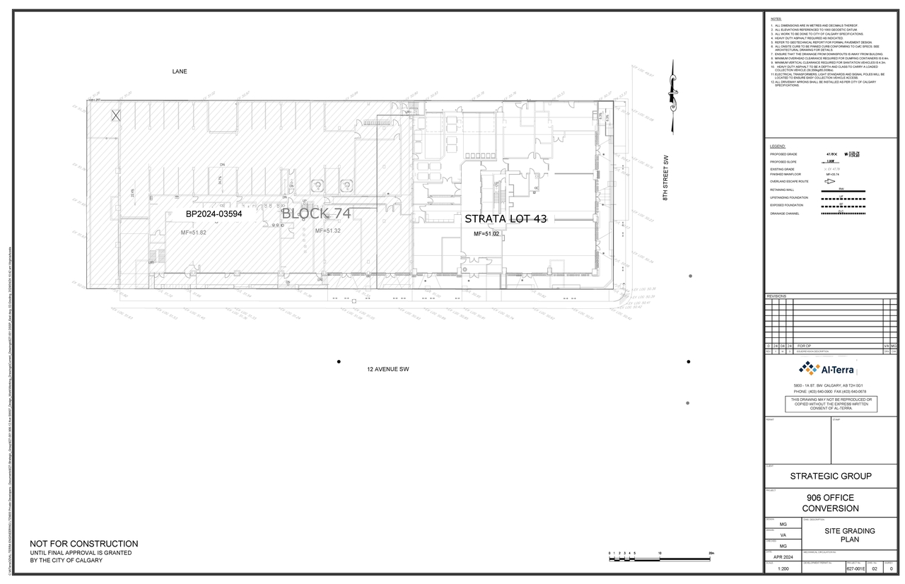 Construction site plan for project from page 2 of the file 'DP2024-03242 DMAP Plans Submitted 2024-05-07 - 13MB'