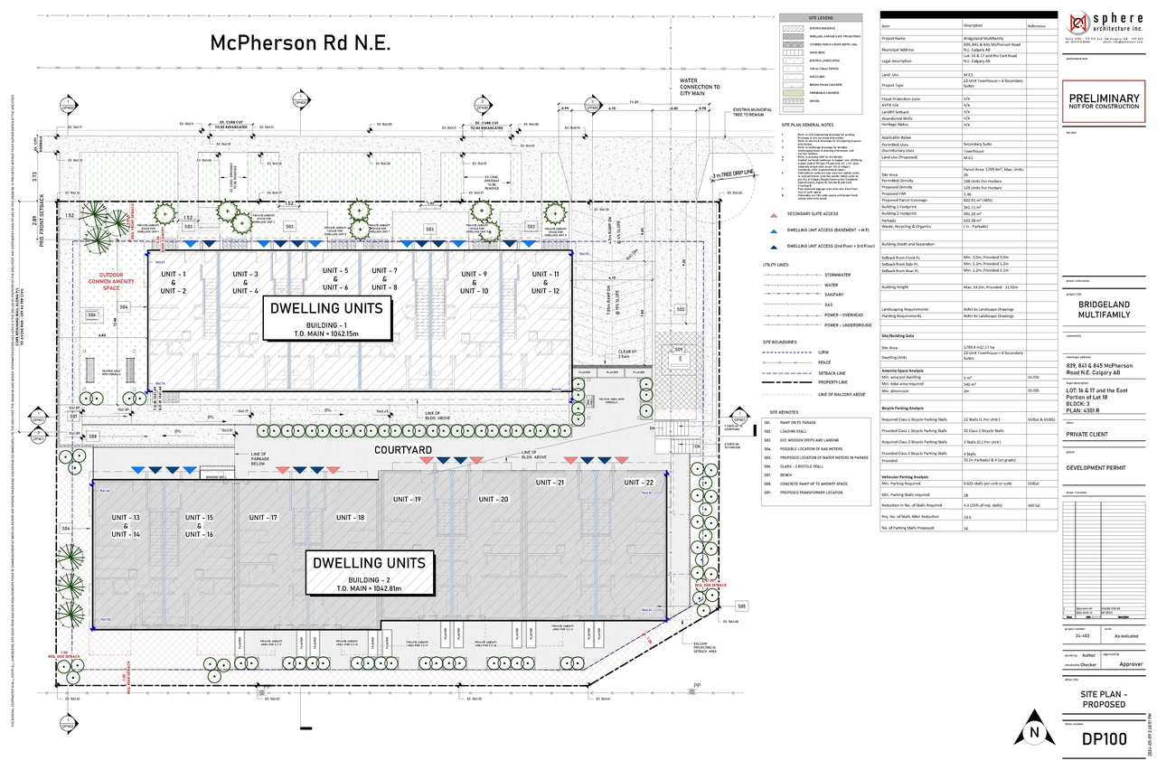 Construction site plan for project from page 1 of the file 'DP2024-03449 DMAP Plans Submitted 2024-05-15 - 18MB'