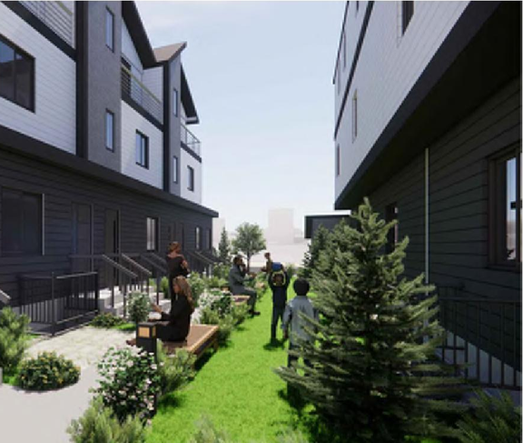 Rendering of building from page 13 of the file 'DMAP Plans (Amended) DP2024-04973 (4MB) 2025-04-15'
