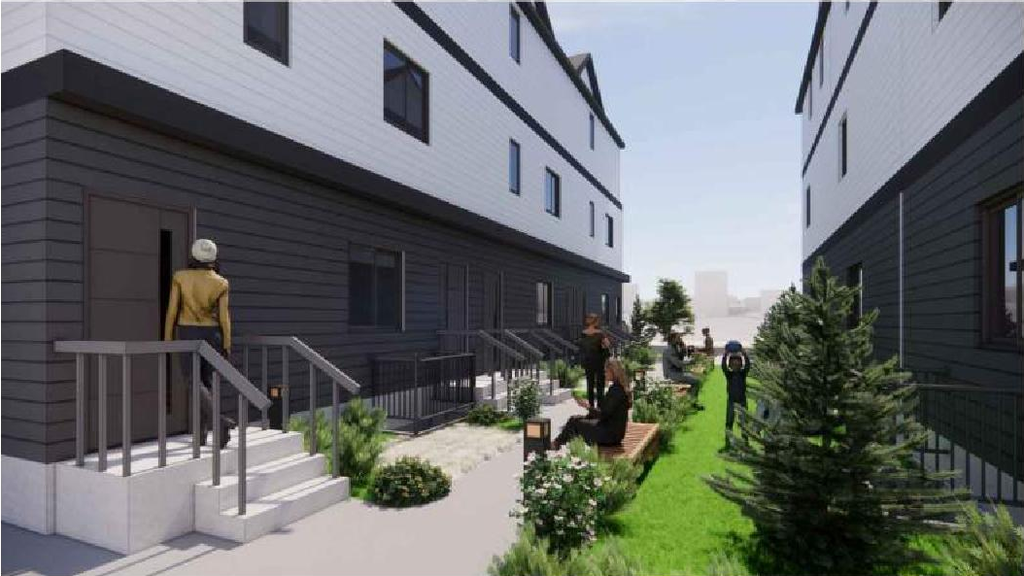 Rendering of building from page 10 of the file 'DMAP Plans Amended DP2024-04973 (2MB) 2025-10-17'