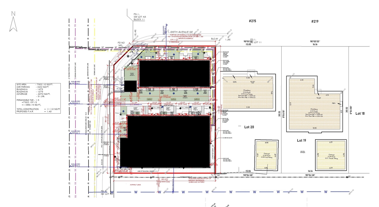 Construction site plan for project from page 3 of the file 'DP2024-04973 DMAP PLANS (AMENDED) 2025-06-09 (4MB)'