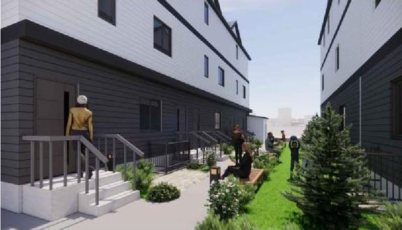 Rendering of building from page 10 of the file 'DP2024-04973 DMAP Plans Amended (3MB) 2026-02-05'