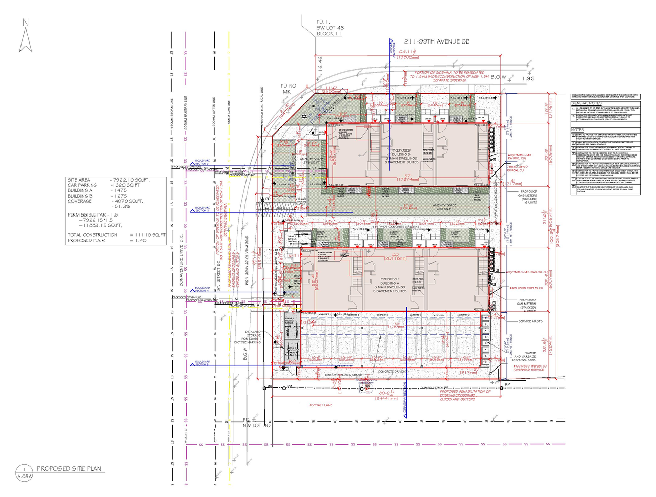 Construction site plan for project from page 4 of the file 'DP2024-04973 DMAP Plans Amended (3MB) 2026-02-05'
