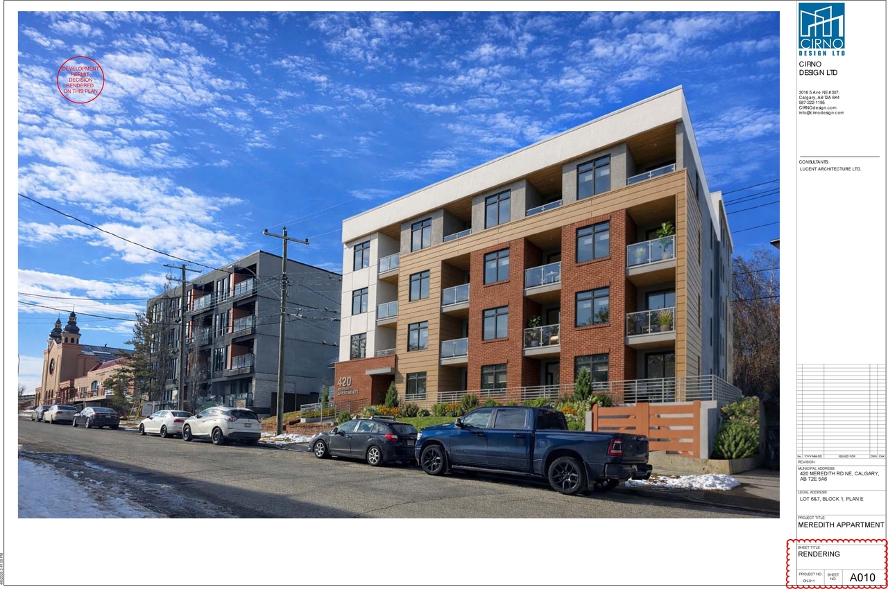 Rendering of building from page 5 of the file 'DP2024-05269 - DMAP PLANS - DECISION RENDERED - 2026-04-06 (7MB)'