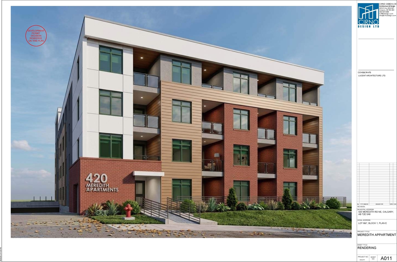 Rendering of building from page 6 of the file 'DP2024-05269 - DMAP PLANS - DECISION RENDERED - 2026-04-06 (7MB)'