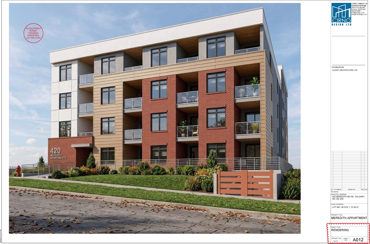 Rendering of building from page 7 of the file 'DP2024-05269 - DMAP PLANS - DECISION RENDERED - 2026-04-06 (7MB)'