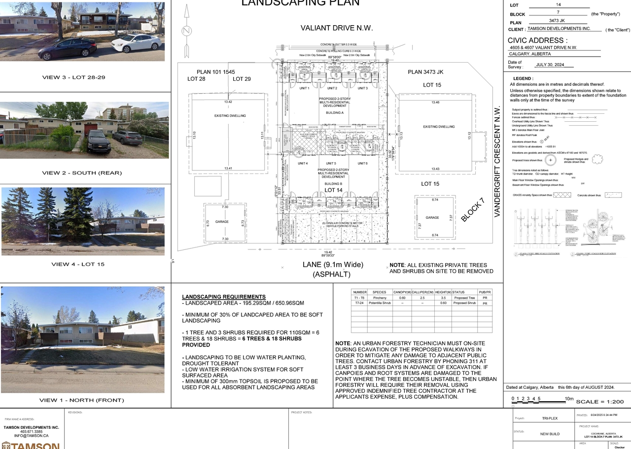 Construction site plan for project from page 3 of the file 'DP2024-06717 DMAP Plans (AMENDED) 2025-08-26 (2MB)'