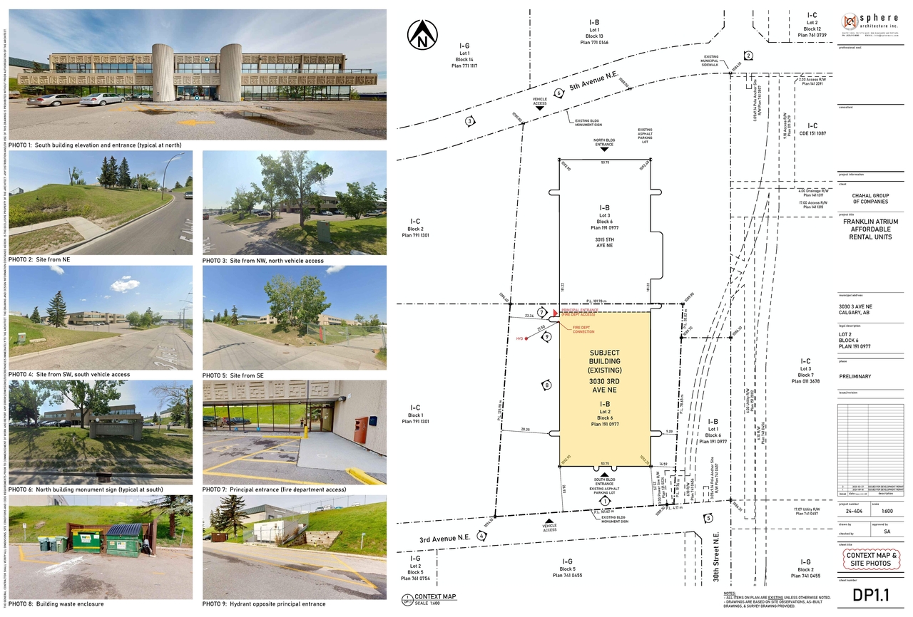 Construction site plan for project from page 1 of the file 'DP2024-07095 DMAP Plans Submitted 2025-03-28 2MB'