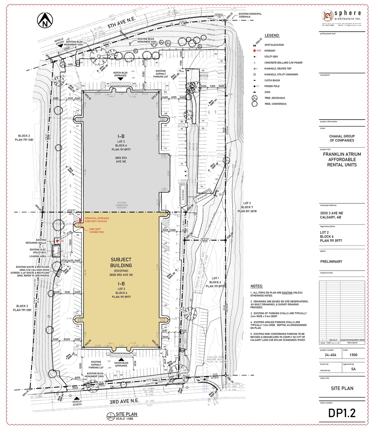 Construction site plan for project from page 2 of the file 'DP2024-07095 DMAP Plans Submitted 2025-03-28 2MB'