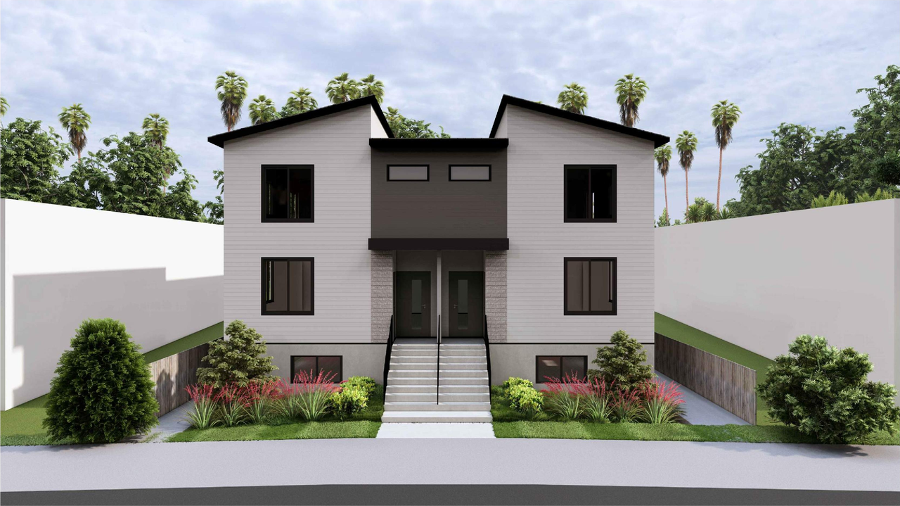 Rendering of building from page 1 of the file 'DP2024-08378 DMAP Plans Amended 2025-03-24 6MB'