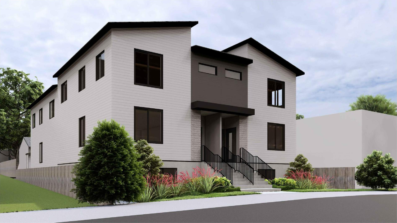 Rendering of building from page 13 of the file 'DP2024-08378 DMAP Plans Amended 2025-03-24 6MB'