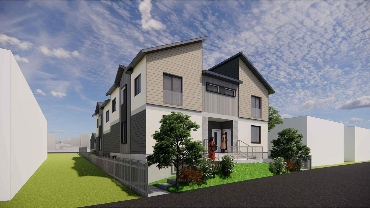 Rendering of building from page 12 of the file 'DP2024-08378 DMAP Plans Amended 2025-01-28-6MB'