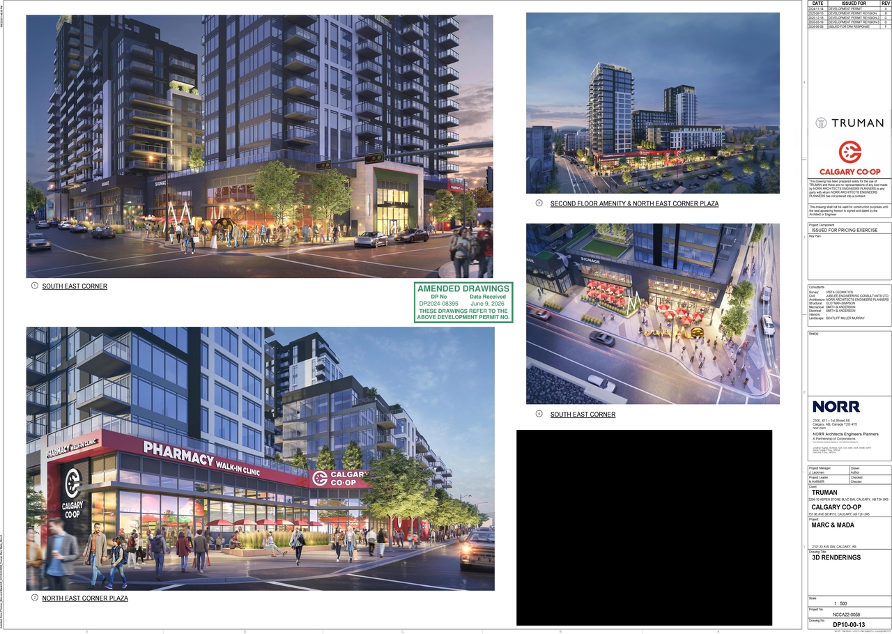 Rendering of building from page 3 of the file 'DP2024-08395 DMAP Plans Amended (9MB) 2026-06-09'