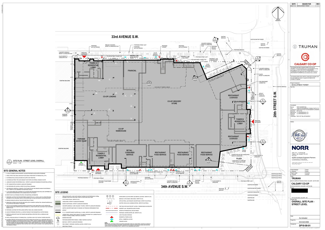 Construction site plan for project from page 2 of the file 'DP2024-08395 DMAP Plans Submitted 2024-11-29 (7MB)'