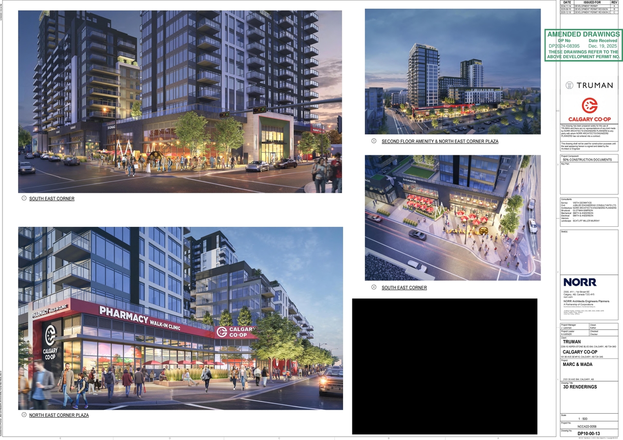 Rendering of building from page 4 of the file 'DMAP Plans (amended) DP2024-08395 (7MB) 2025-12-19'