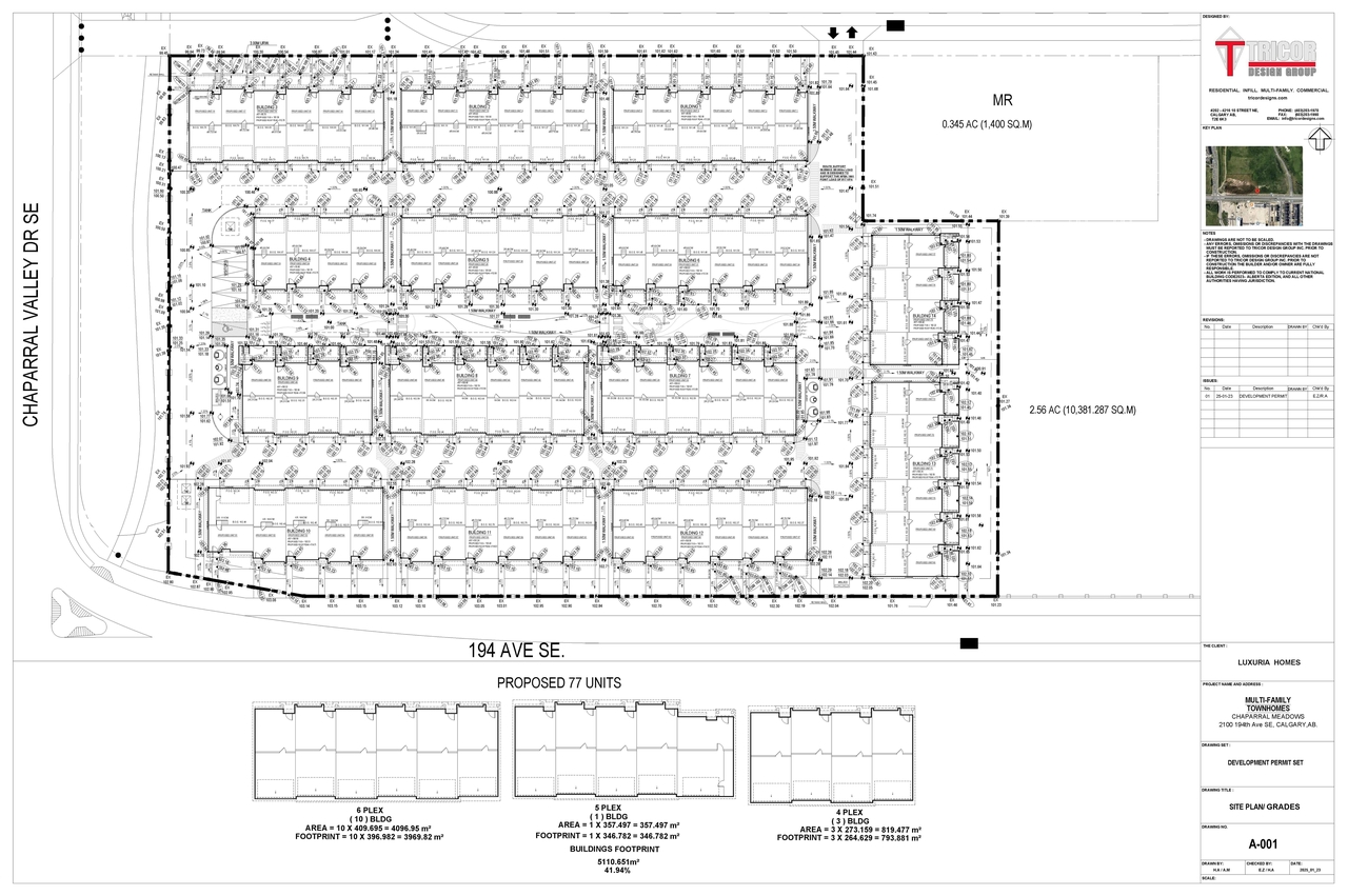 Construction site plan for project from page 3 of the file 'DP2025-00795 DMAP Plans Submitted 2025-02-12 74MB'