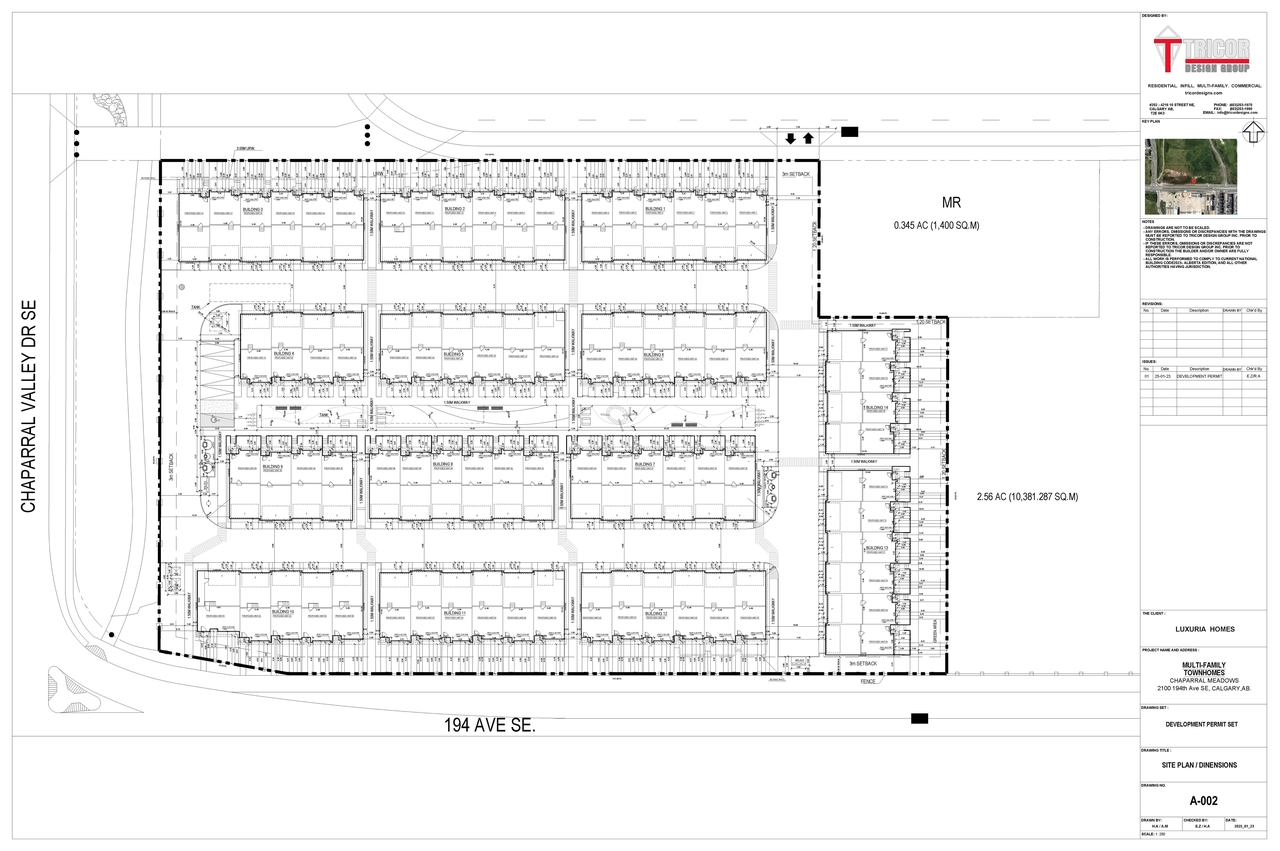 Construction site plan for project from page 4 of the file 'DP2025-00795 DMAP Plans Submitted 2025-02-12 74MB'