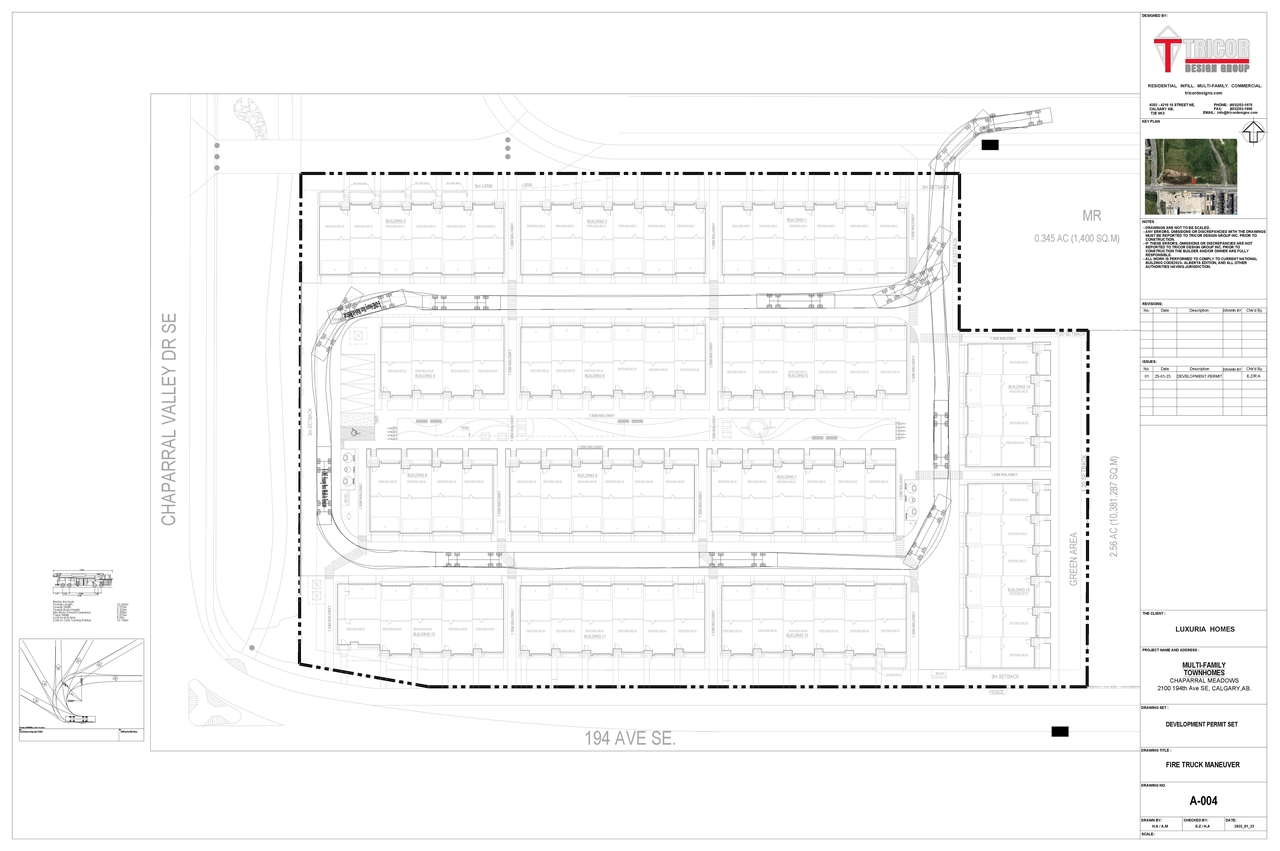 Construction site plan for project from page 6 of the file 'DP2025-00795 DMAP Plans Submitted 2025-02-12 74MB'