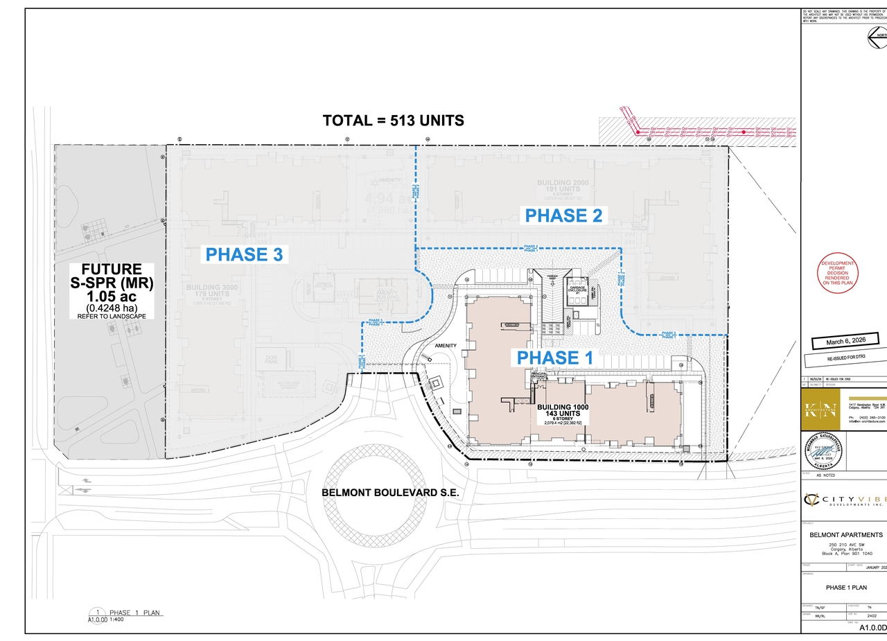 Construction site plan for project from page 4 of the file 'DP2025-00875 - DMAP DECISION RENDERED (15MB) 2026-03-24'