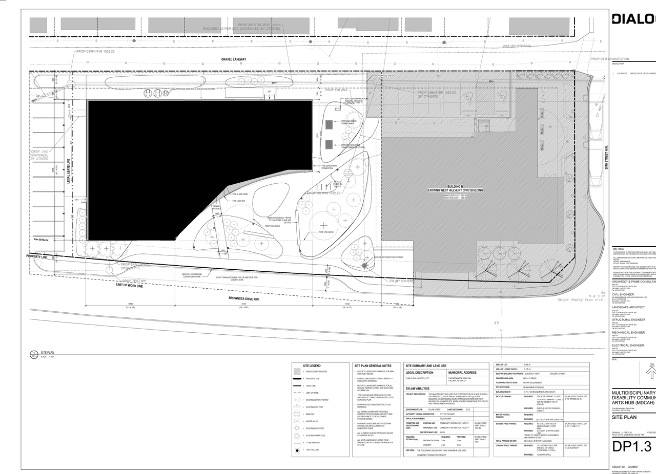 Construction site plan for project from page 3 of the file 'DP2025-01193 DMAP Plans Submitted 2025-03-03 (5MB)'