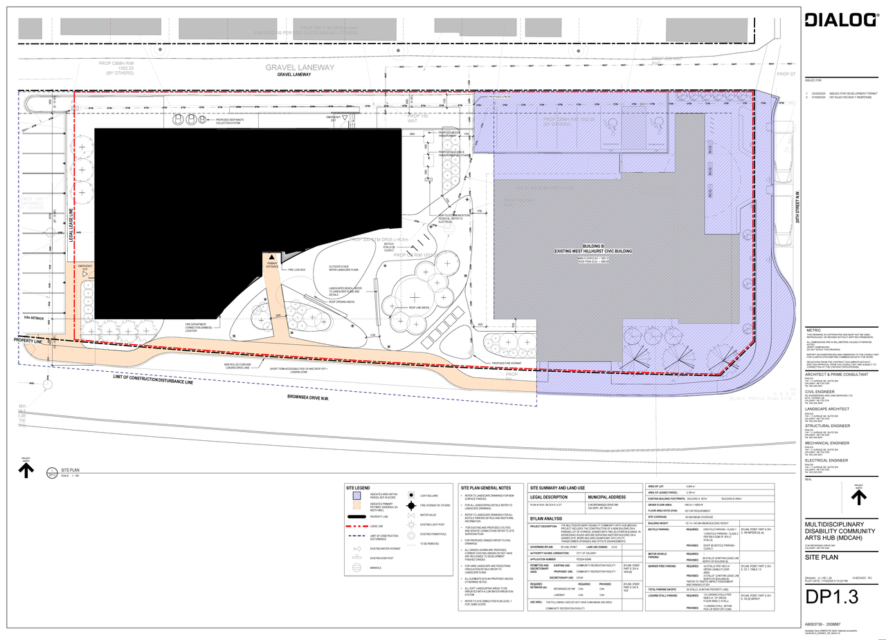 Construction site plan for project from page 4 of the file 'DP2025-01193 DMAP Plans Amended 2025-07-11 (25MB)'