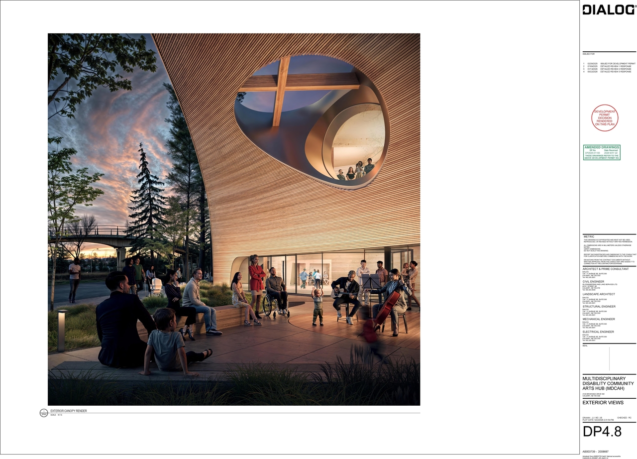 Rendering of building from page 10 of the file 'DP2025-01193 DMAP Plans (Decision Rendered) (15MB) 2026-05-26'