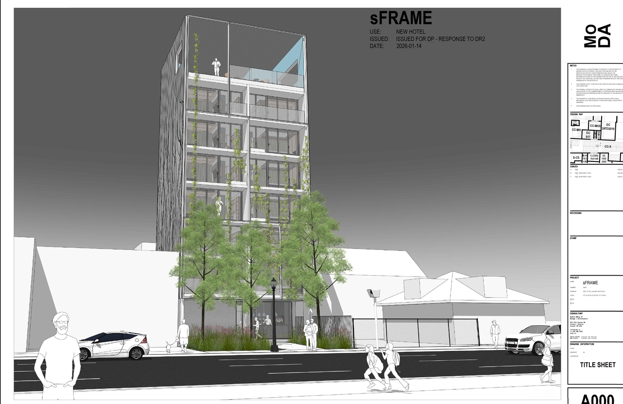 Rendering of building from page 1 of the file 'DP2025-01501 DMAP Amended Plans (8MB) 2026-01-18'