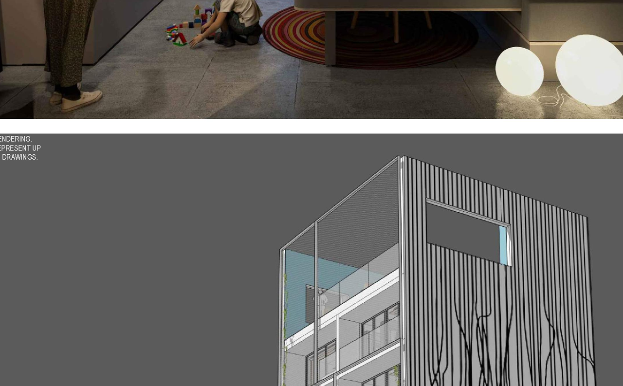Rendering of building from page 3 of the file 'DP2025-01501 DMAP Amended Plans (8MB) 2026-01-18'