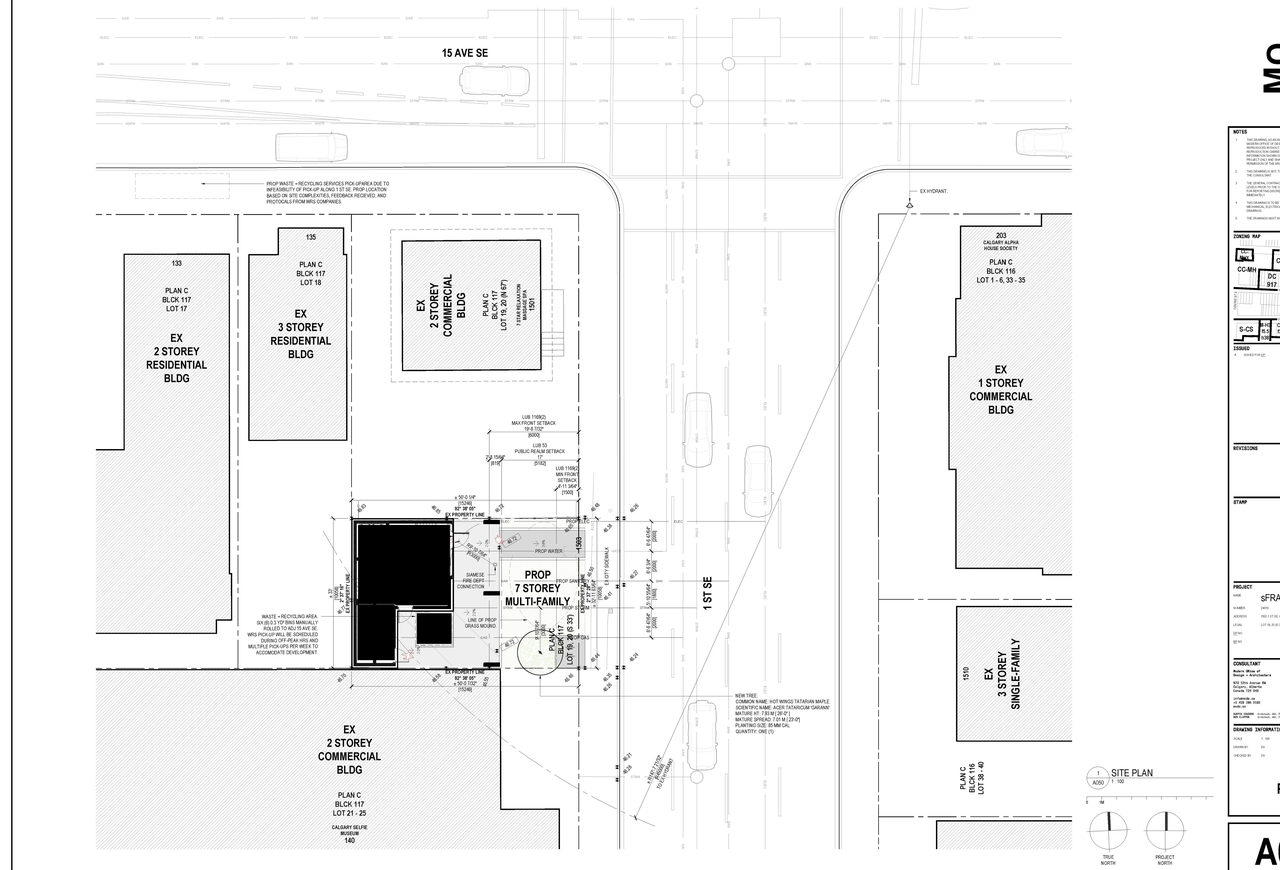 Construction site plan for project from page 2 of the file 'DP2025-01501 DMAP Plans Submitted 2025-03-14-4MB'