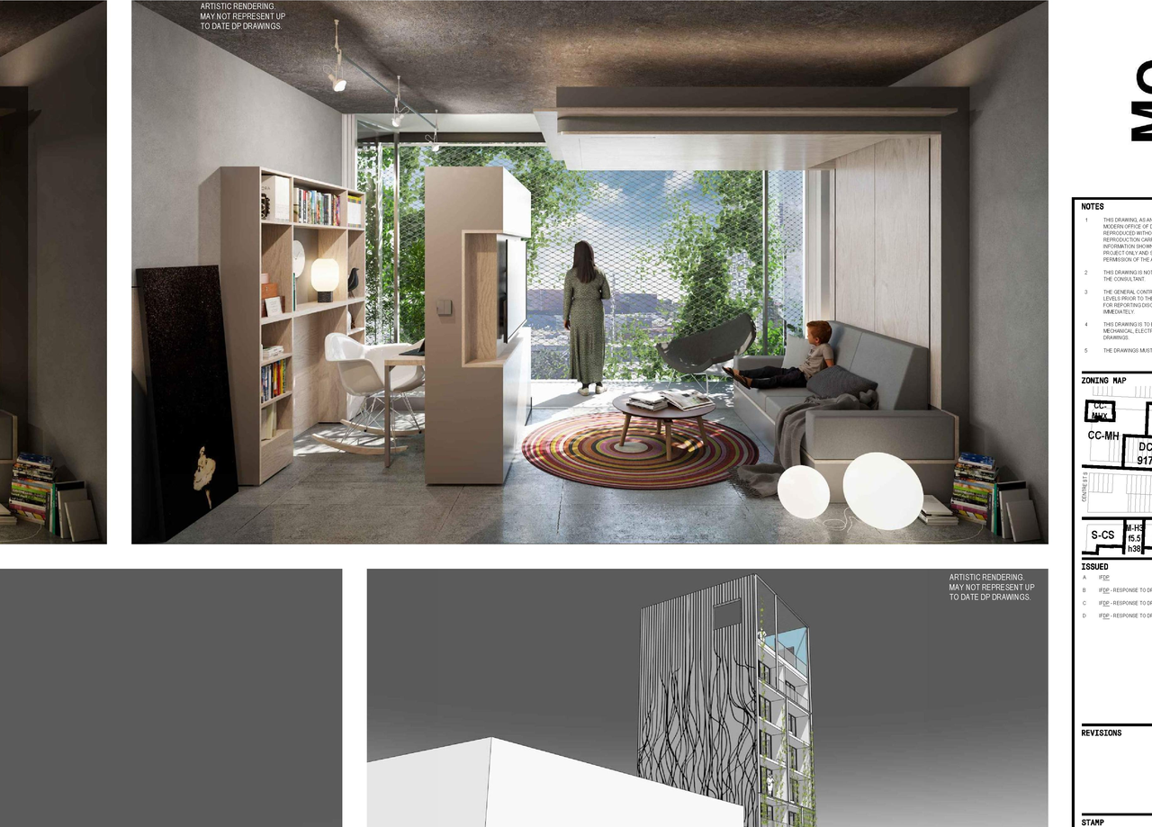 Rendering of building from page 3 of the file 'DMAP Plans (Amended) DP2025-01501 (7MB) 2026-03-16'