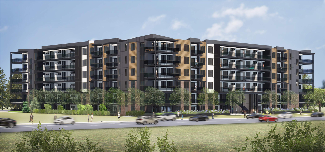 Rendering of building from page 1 of the file 'DP2025-01538 DMAP Plans Submitted 2025-03-17 20MB'