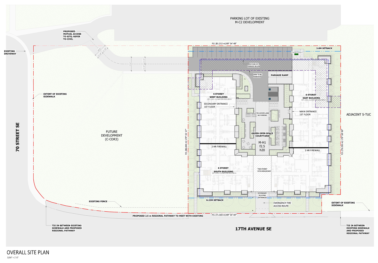 Construction site plan for project from page 9 of the file 'DP2025-01538 DMAP Plans Submitted 2025-03-17 20MB'