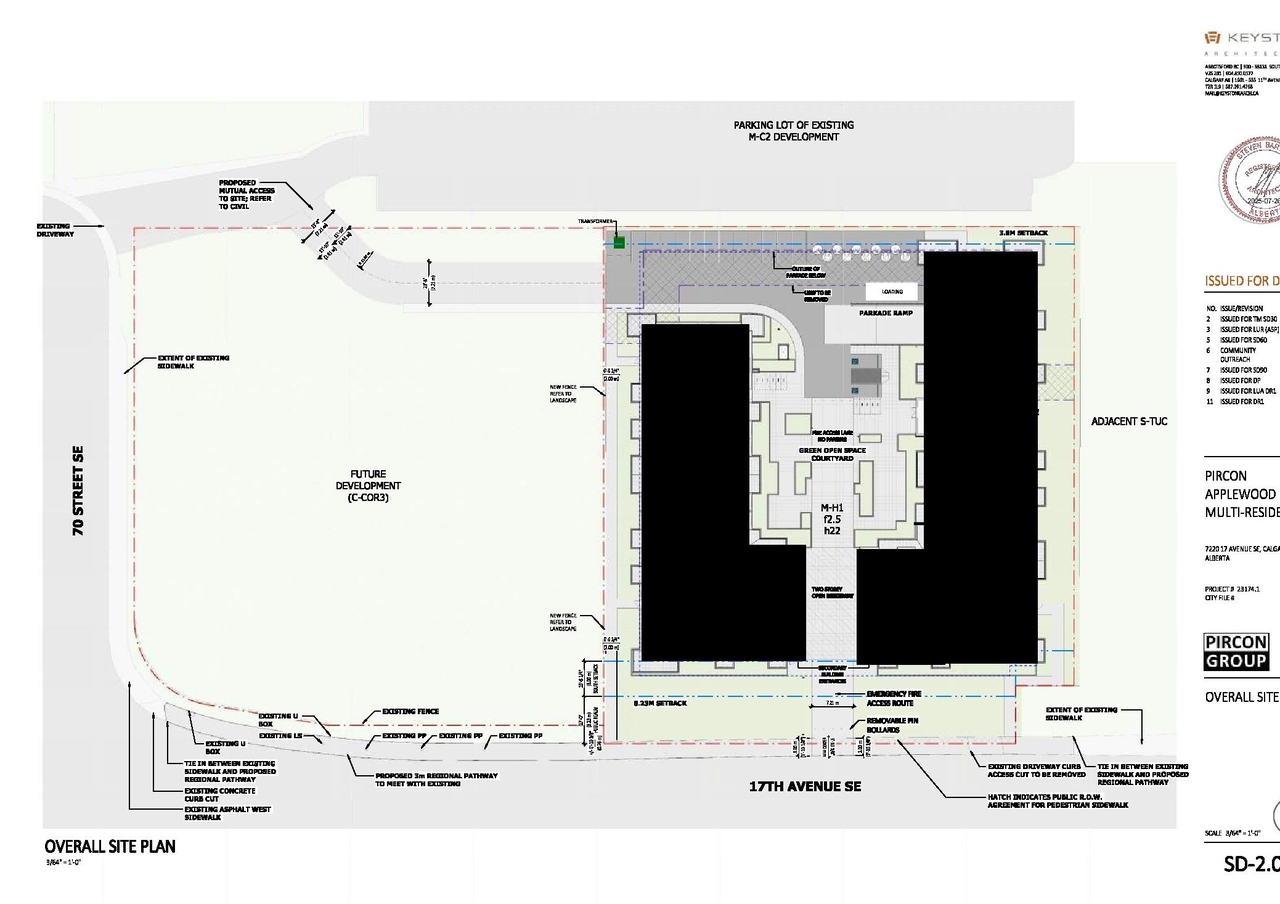 Construction site plan for project from page 8 of the file 'DP2025-01538 DMAP PLANS (AMENDED) 2025-07-29 (5MB)'