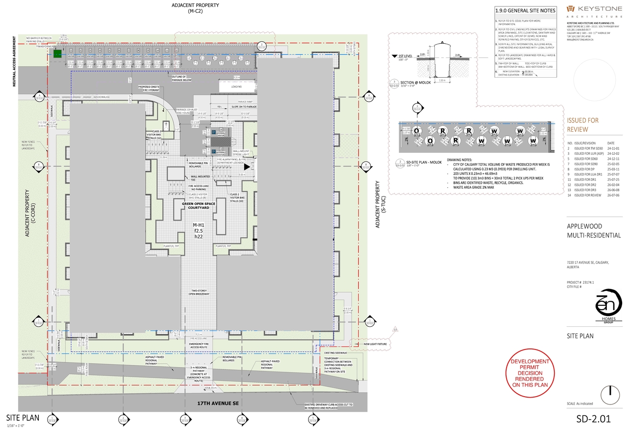 Construction site plan for project from page 13 of the file 'DP2025-01538 - DMAP DECISION RENDERED (20MB) 2026-07-07'