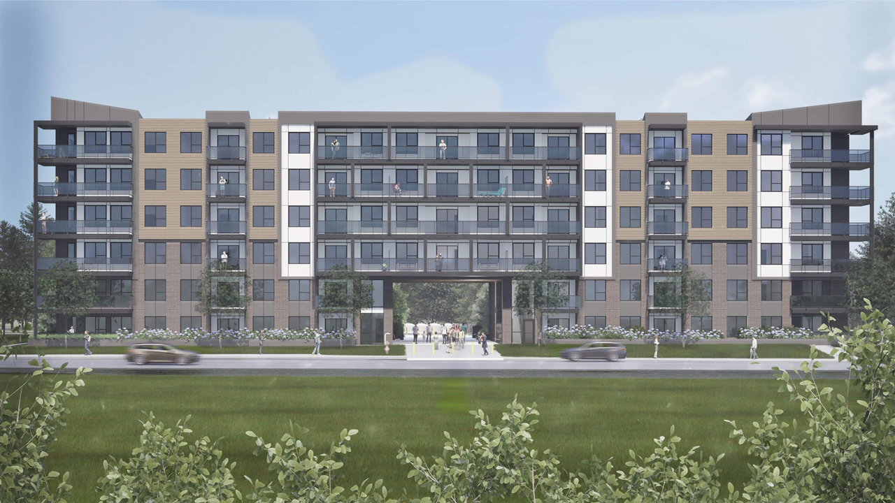Rendering of building from page 9 of the file 'DP2025-01538 - DMAP DECISION RENDERED (20MB) 2026-07-07'