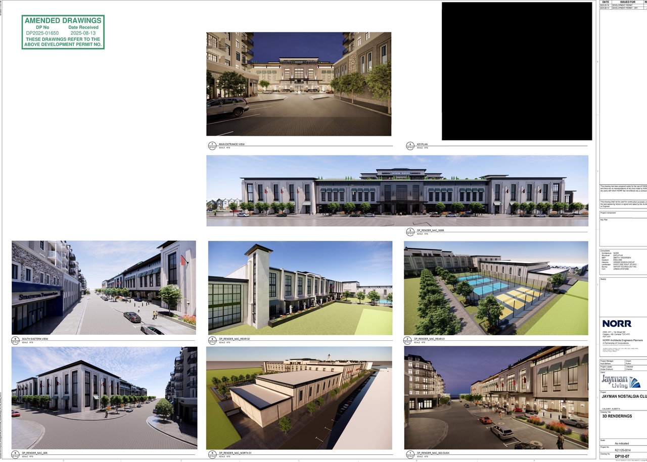 Rendering of building from page 3 of the file 'DP2025-01650 DMAP Plans (AMENDED) 2025-08-18 (11MB)'