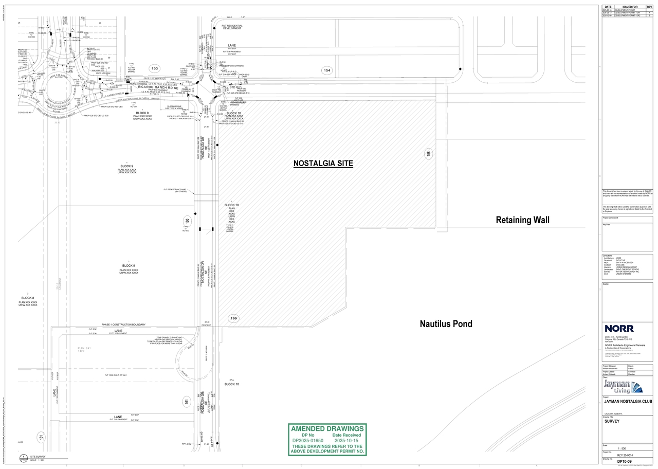 Construction site plan for project from page 5 of the file 'DMAP Plans Amended DP2025-01650 (21MB) 2025-10-15'
