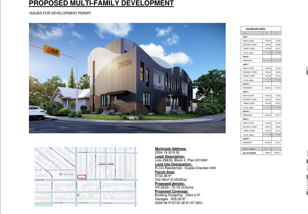 Rendering of building from page 1 of the file 'DP2025-01669 DMAP Plans (Amended) 2026-01-27 ( 5MB)'
