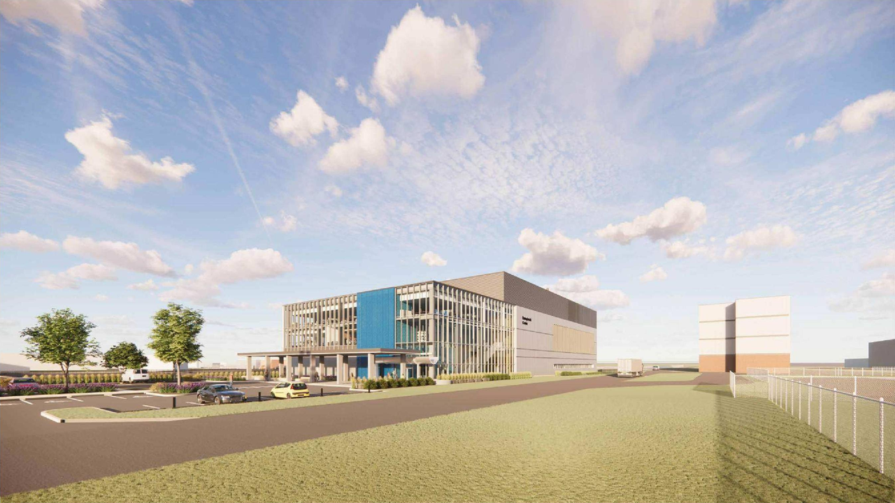 Rendering of building from page 1 of the file 'DP2025-01808 DMAP Plans (AMENDED) 2025-08-08 (8MB)'