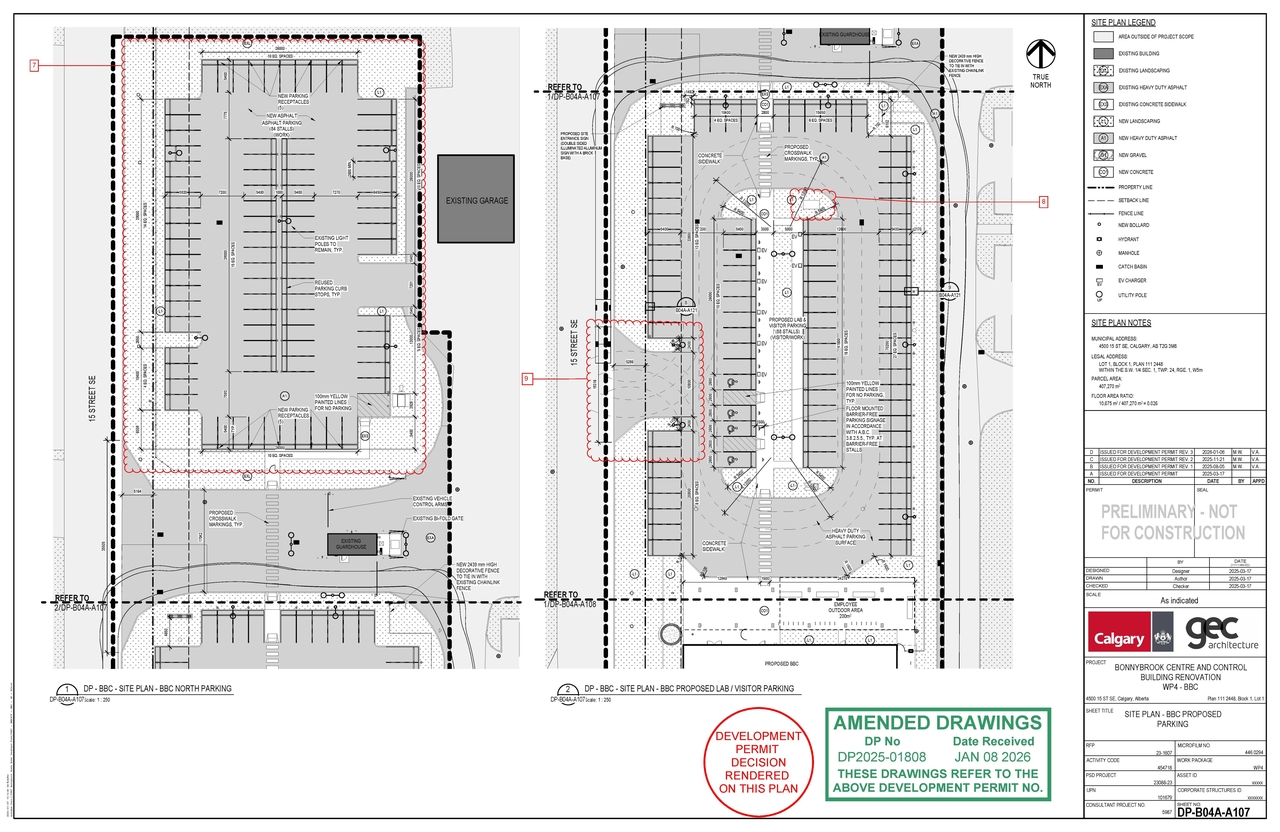 Construction site plan for project from page 7 of the file 'DP2025-01808 - DMAP DECISION RENDERED (8MB) 2026-03-12'