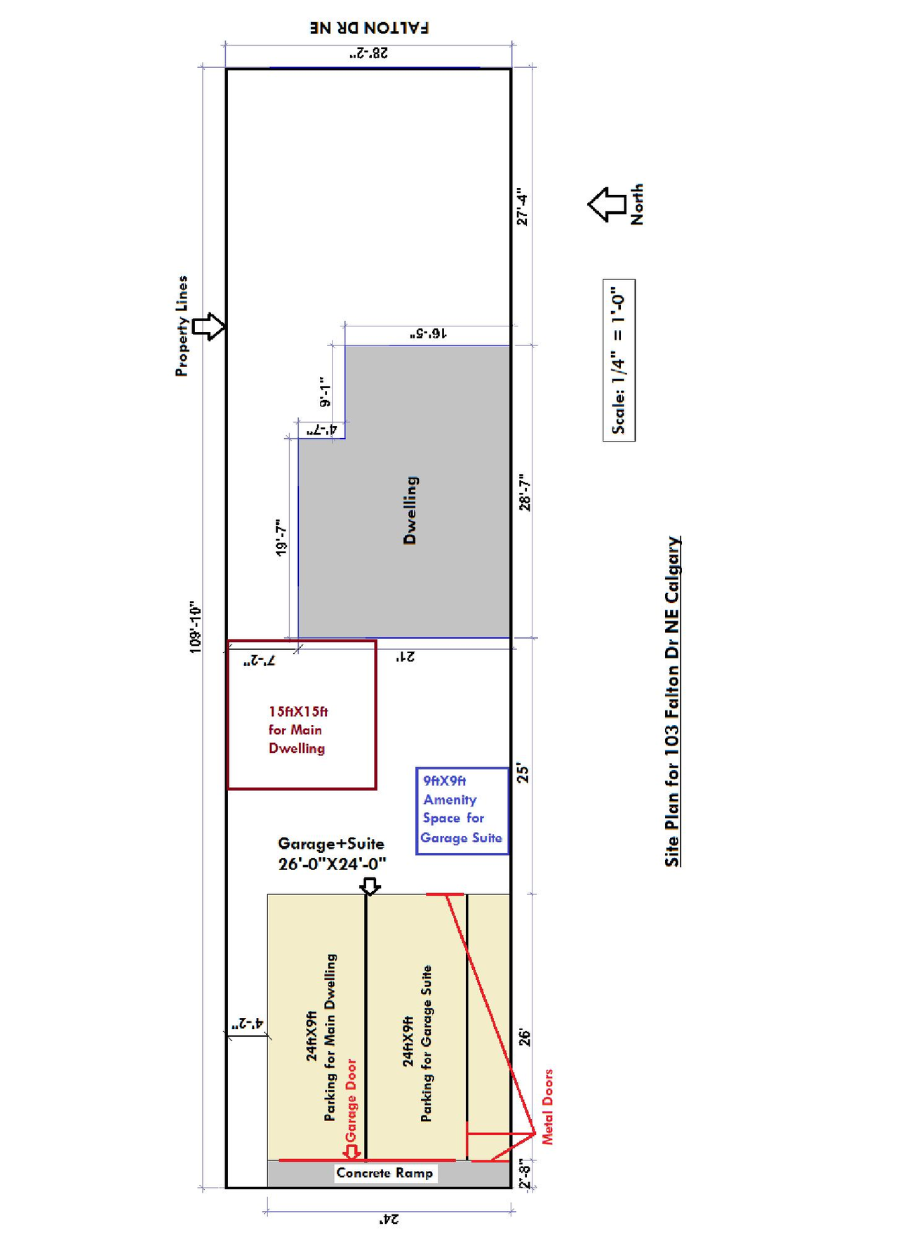 Construction site plan for project from page 1 of the file 'DP2025-01838 DMAP Plans Submitted 2025-04-03 126KB'