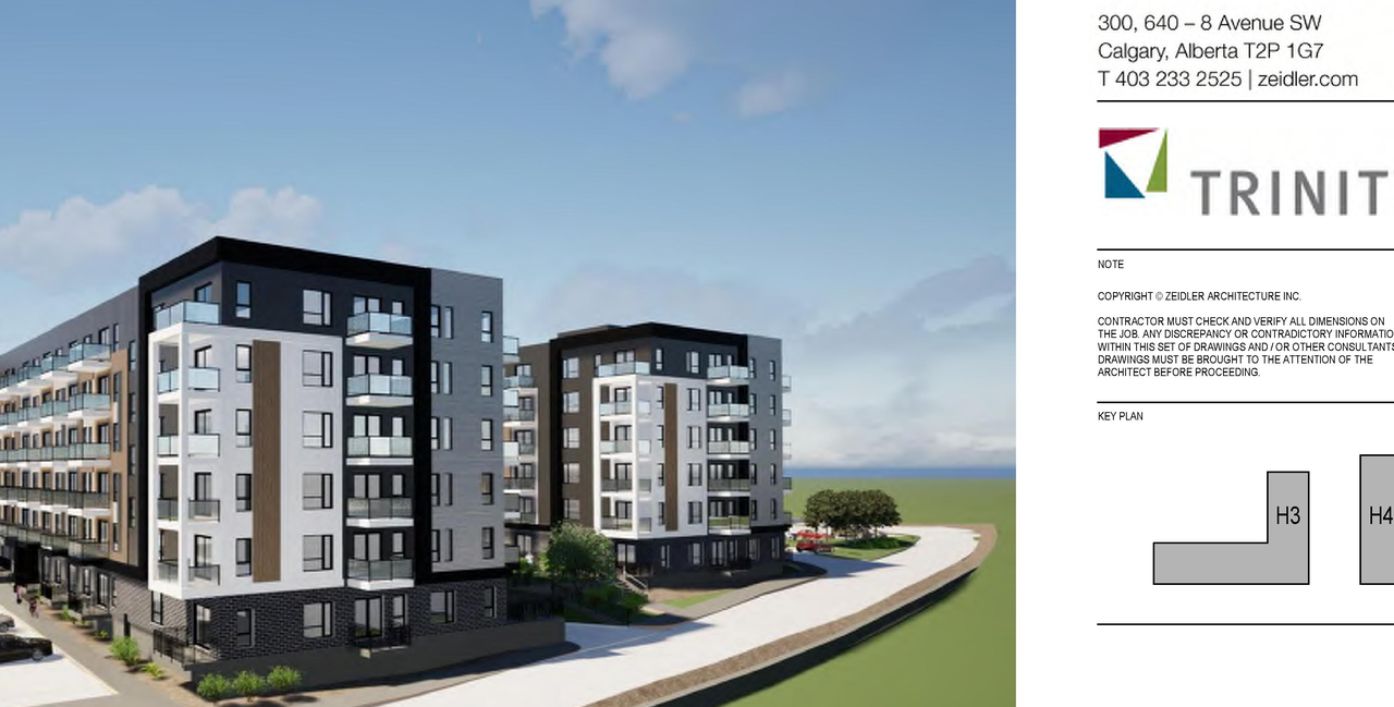 Rendering of building from page 10 of the file 'DMAP Plans (Amended) DP2025-02005 (9MB) 2025-08-13'