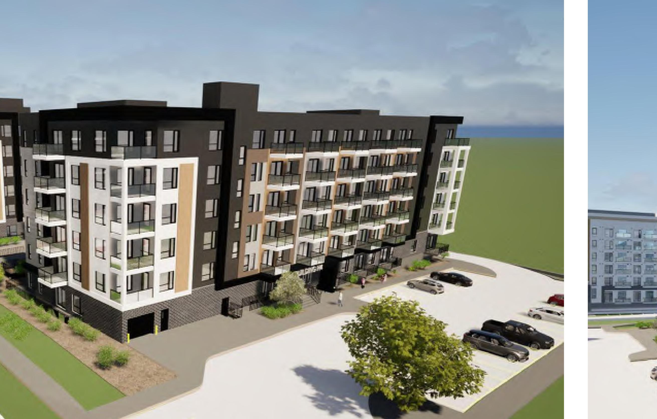 Rendering of building from page 10 of the file 'DMAP Plans (Amended) DP2025-02005 (9MB) 2025-08-13'