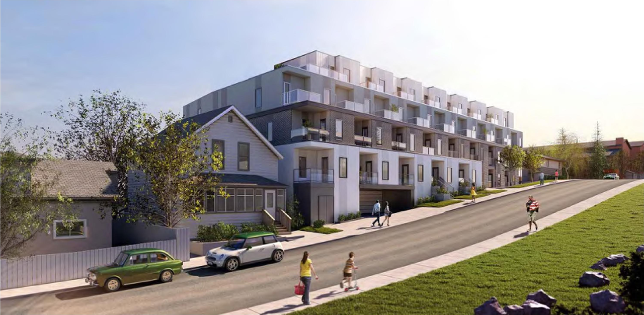 Rendering of building from page 1 of the file 'DMAP Plans (Submitted) DP2025-02030 (5MB) 2025-04-07'